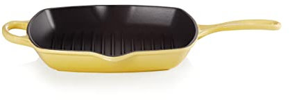 Le Creuset Signature Gusseisen-Grillpfanne, Quadratisch, 26 cm, Für alle Herdarten inkl. Induktion geeignet, 2,86 kg, Citrus, 20183264030422
