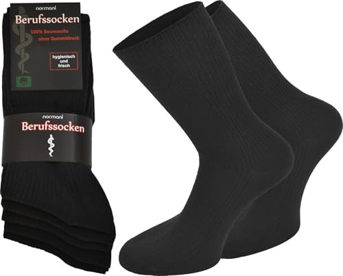 normani 10 Paar Socken aus 100% Baumwolle - Arbeitssocken Baumwollsocken Arbeitsstrümpfe ohne Gummidruck für Damen und Herren Farbe Schwarz Größe 43/46