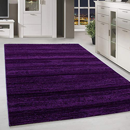 HomebyHome Teppich 200x290 cm Lila Kurzflor Einfarbig Moderner Teppich für Wohnzimmer Schlafzimmer Flur Küche Esszimmer Kinderzimmer Pflegeleicht Weich