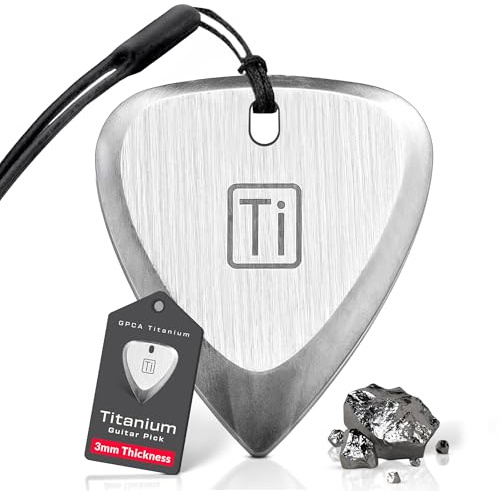 GPCA Titanium Guitar Pick, 3mm Thick Metal Guitar Pick for Guitar, Bass, and Ukulele, comes with Wrist Strap, Must-Have Guitar Accessories, Gift for Musicians and Music Lovers