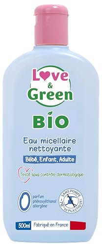 Love & Green - Acqua micellare detergente Bio 0% 500 ml - Made in France - La confezione può variare