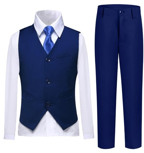 Lycody Boys Suit Vest Set Formal Dress Suits Wedding Outfit, Deep Blue, 2T