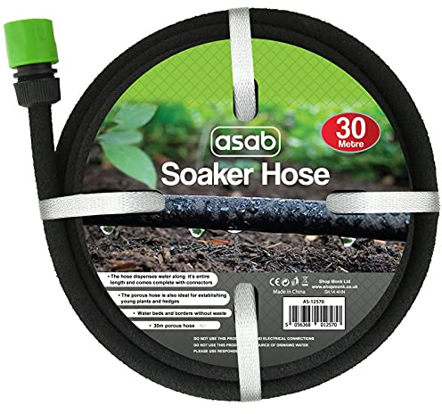 ASAB 30m Garden Soaker Hose | Water Saving Flower Bed and Plant Rows Sprinkler | Leaky Garden Irrigation Soaker Hose Pipe | Ideal Watering Solution for All Plants & Vegetables