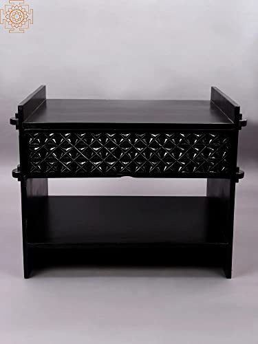 Exotic India 28 Decorative Wooden Trolley Cabinet | Handmade - WOOD