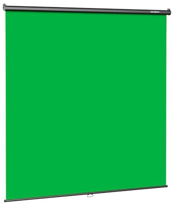 RAUBAY 200x220cm Einziehbarer Pull-Down-Greenscreen Chroma-Key-Hintergrund | zusammenklappbarer Wandmontage-Hintergrund für professionelle Videoproduktion, YouTube, TikTok, Streaming