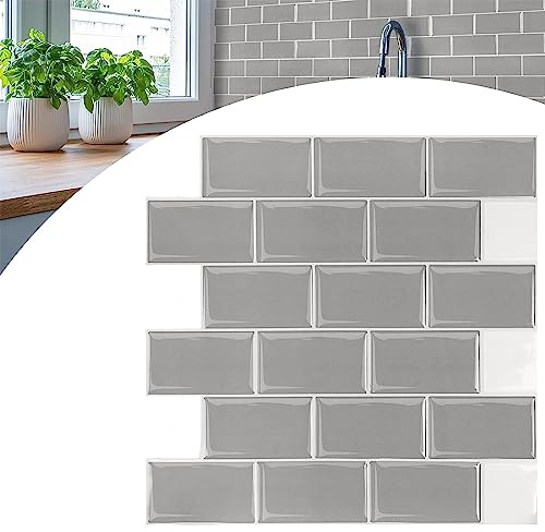 YARDIN Adesivi per piastrelle, 30 fogli, 30 fogli, pannelli da parete 3D, in marmo, design a mosaico, per decorazione da cucina e bagno, 30 x 30 cm, grigio