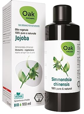 OAK ORGANIC Per NATURANDO Olio vegetale di Jojoba 100 ML per la pelle - Olio Bio & Vegan per Massaggi ad effetto rilassante