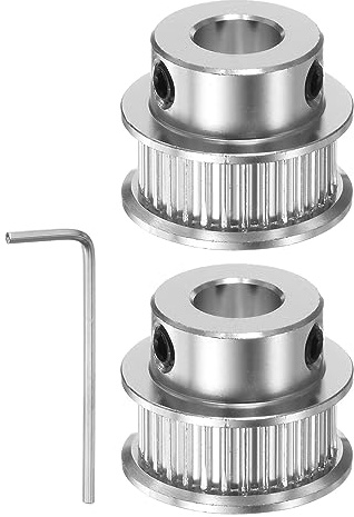 sourcing map 2Stk 2GT Umlenkrolle 30 Zähne 8mm Bohrung 21mm Durchmesser Aluminum Zahnriemen mit 2mm Sechskant Schlüssel für 6mm Breite Gürtel 3D Drucker CNC Maschine Zubehör Silberton