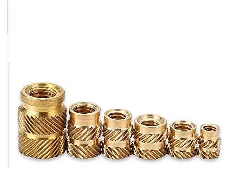 GSJNHY Gewindeeinsatze SL-Typ Doppel-Twill-Rurled Messing Injection Nuss Messing Heiße Schmelze Einschmelzmuttern Erhitzen Kupfergewinde Einsätze Nuss M4 100pcs (Size : M4 X D6.5 X L8.0)