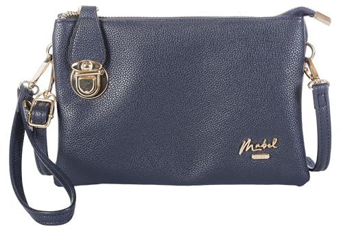 Mabel London Women's Faux Leather Clutch Bag - Wristlet Evening Purse with Strap - Crossbody Shoulder Handbag for Weddings & Parties - Renee