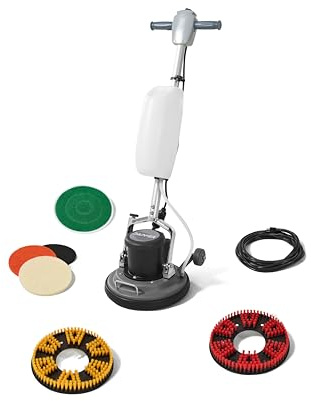 13 Heavy-duty Multi-Functional Floor Buffer Polisher Machine - Clean, Buff, Scrubb and Polish with Ease! Ideal for Carpets Too! Includes Optional Solution Tank, 2 Brushes and 3 Scouring Pads