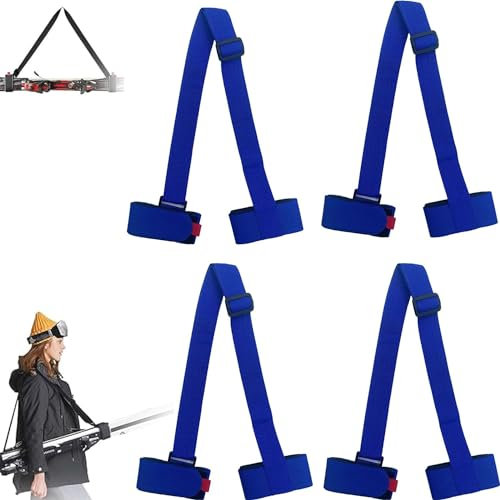 Anshka Skimate Ski-Gurte, Ski-Geschirr, Snowboard-Bindungsgurte, verstellbarer Snowboard-Schultergurt, Wintersport-Zubehör, 4 x Blau, 1