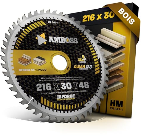 HM Kreissägeblatt 216x30 Z48 Wechselzahn für Holz - Feinschnitt. AMBOSS WERKZEUGE® Sägeblatt 216mm komp. zu Hitachi C 8 FSHE Metabo TS 216 DeWalt DCS777T2. DWS773. DWS774 PRIMASTER KZS2000. Bosch