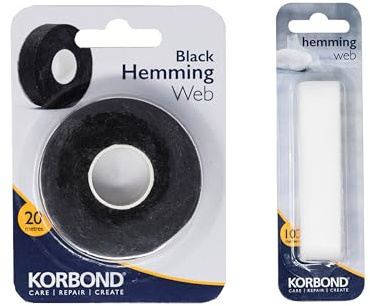 KORBOND Hemming Web Set - 20m Black Plus 10m White Hem Tape - No Sew Hemming - Machine Washable