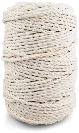 Netuno 1x corda per macramè écru 5 mm 100 m corda in cotone cordone decorativo 3ply corda per macrame ritorta filato naturale filo macramè cordoncino cotone gomitolo spago colorato