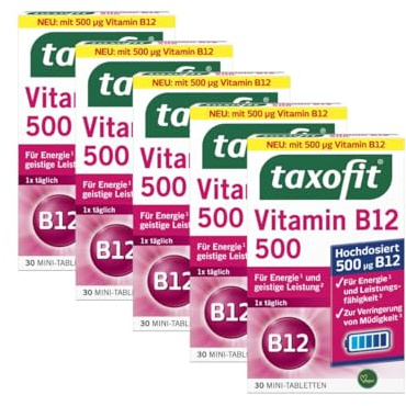 taxofit B12 500 Tabletten | für Energie & geistige Leistung | 5 x 30 St