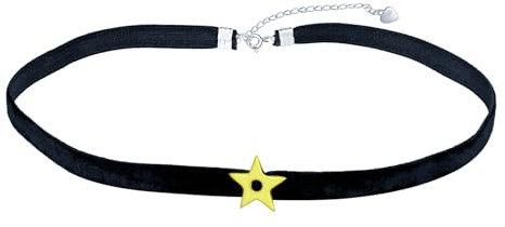 MICMIF Silber 925 Halskette Damen Choker Samt Schwarz/Rosa Stern Anhänger mit Halsband Kette Verstellbarer Kragen Halsketten für Frauen Teenager Mädchen