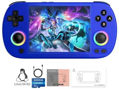 RG40XX H Retro Handheld Game Console 4.0-inch IPS screen Linux System Game Player (RG40XX H-BLUE)
