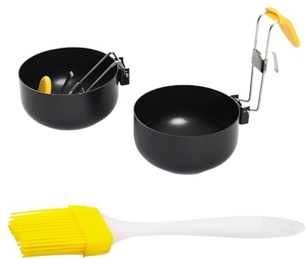 2 Pcs Egg Ring Stainless Steel Eggs Cups Molds, Collapsible Hang Ear Boiler Poach Eggs Mould Maker, Stainless Steel Egg Poacher Cooker, for Perfect Boiled Eggss for Kitchen Tool