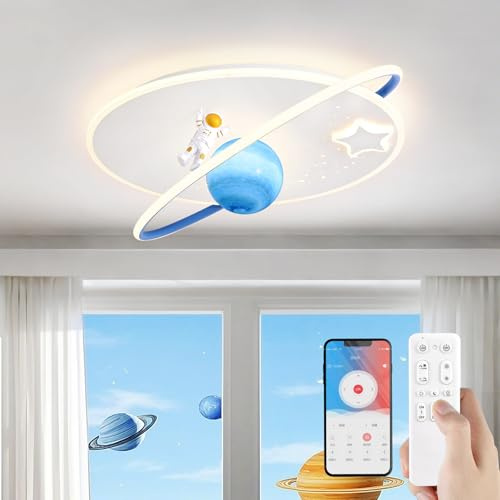AHXIAOZN LED-taklampa för barn, 3D-tecknad astronauttaklampa med fjärrkontroll, för pojkar och flickor sovrum barnrum