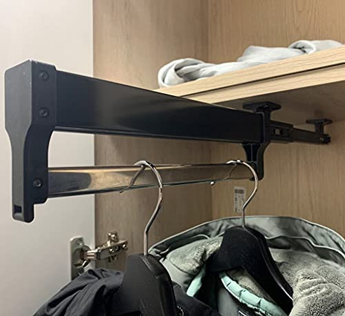 Dehnbare Kleiderstange aus Metall, schwarz, Kleiderständer, belastbar bis 25 kg, Größe: 550 mm