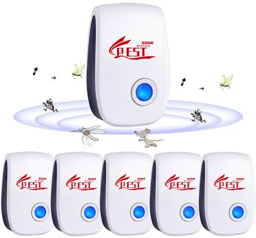 Ultrasonic Pest Repeller, 6 Pack Electronic Plug In Mice Repellent Indoor Pest Control Insect, Insect Repellent for Mosquitos, flys, Spiders, Ants, Bugs
