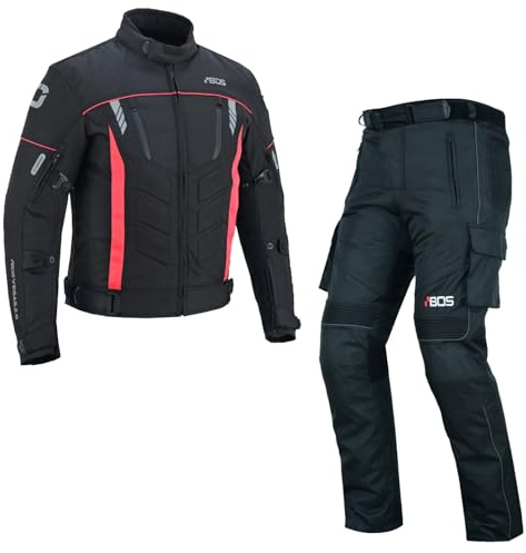 WMW WALI MOTO WEAR Motorrad Textiljacke + Hose Herren – Komplettset mit Protektoren,Motorradjacke und Motorradhose Herren,Textil Motorradanzug,Motorrad Textilkombi – 2-teilig (RED, S)