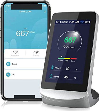 Detección y detección de dióxido de Carbono. Co2wifi Versión Temperatura y Humedad Versión en inglés Detector de Calidad del Aire Alarma de Gas Industrial