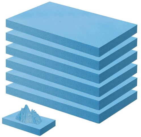 6 pannelli in schiuma rigida, 40 x 30 x 2 cm, ad alta densità, per fai da te, pannelli in schiuma rigida, pannelli in polistirolo per modellazione di paesaggi, edifici, base per diorama