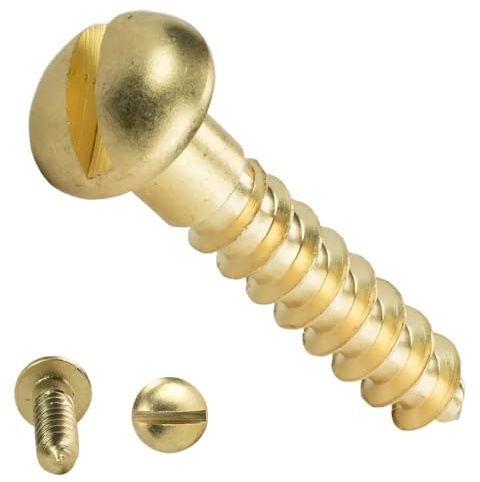 AYYSSM Massive Messing Rundkopf Holzschrauben Schlitzantrieb Selbstschneidende Holzbearbeitungswerkzeuge Spanplatte(M2 x 10mm-100 pcs)