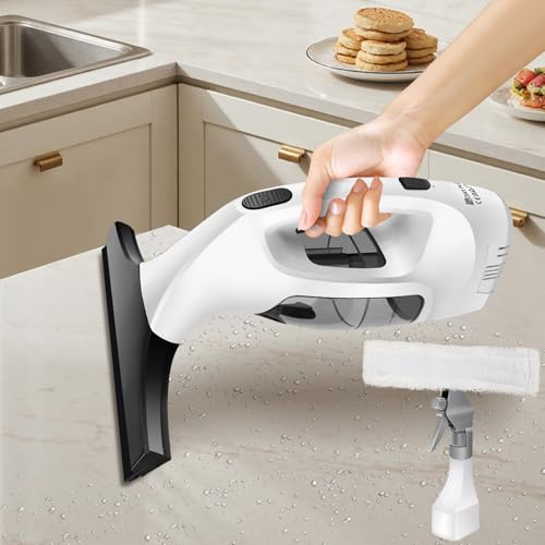 Window Vac, Streak-Free Cleaning Window Vac Cleaner Cordless, 3.8V Electric Windows Cleaning Machine Equipment for Windows, Mirrors, Shower Glass, Tiles, and Countertops, Running Time: 55 min
