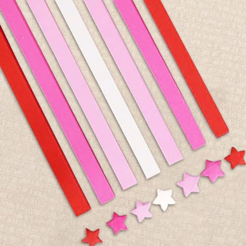 Lucky Star Papierstreifen, fünfzackiges Origami-Bastelset für Heimdekoration, DIY-Geschenke, Segen und Hoffnung, einfach zu falten, 27 Farben, Rot, 540 Stück