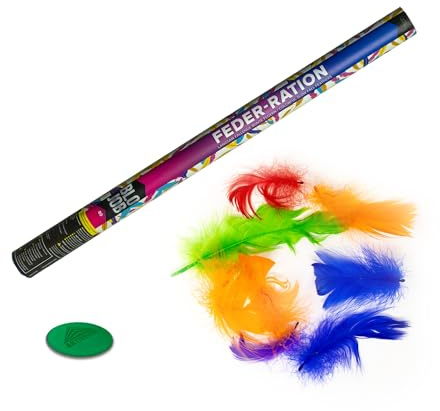 AKTIVHANDEL 3 Stück Konfettikanone Feder-Ration 80 cm, bunte Federn, Party Popper für Hochzeit, Bühne und Geburtstag, inkl. Einkaufswagenchip