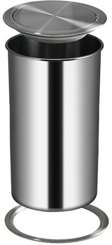 Poubelle plan de travail Couvercle de poubelle rond à rabat, couvercle de poubelle intégré au comptoir, panneau de poubelles intégré en acier inoxydable 304 pour armoire, cuisine(H 29cm/11.4in)