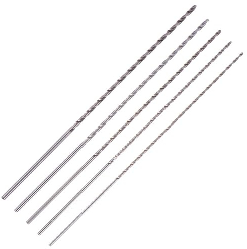 SOPOTUTU 5-Teiliges Extra Langes Hss Bohrerset 300 Mm Spiralbohrer Lang Set Aus Schnellarbeitsstahl Mit Titanbeschichtung 3-5 Mm Für Handbohrmaschinen Und Schwer Zugängliche Bereiche