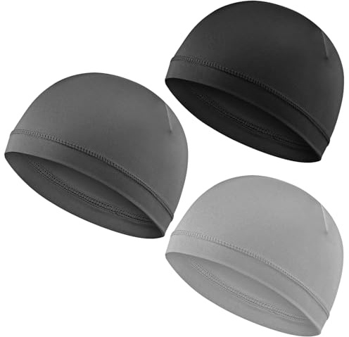 WY LIGHTING LEVEL 3Pcs Skull Caps Soft Lightweight Beanie Hats Moisture Wicking Stretchy Breathable Helmet Liner for Men Women Sports