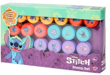 DEFACTO Stempel Set für Kinder 36-teilig – Disney – 26 Stempel + 10 Malvorlagen – Bastelset, Kreativset, Geschenk für Mädchen & Jungen – Motivstempel - Stitch