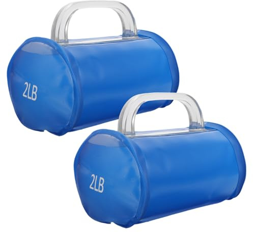 JECOMPRIS Mancuernas de Agua Ajustables 4 Lb (2 Piezas) Color Azul, Equipo Fitness Portátil para Entrenamiento de Fuerza en Casa y Exteriores, Pesas Rellenable Sistema Antidesbordamiento
