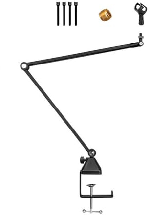 Generchin Bras de Suspension Pliable pour Microphone, Bras Articulé à 360°, Support de Microphone Noir