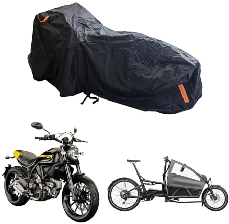 Lastenrad Abdeckung Fahrradabdeckung Longtail Oxford Fahrrad Abdeckplane | 420D Oxford Fahrradabdeckung Wasserdicht Lastenrad für Zwei Räder 285x74x100cm