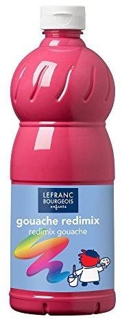 Lefranc & Bourgeois 188029 flüssig Tempera Redimix Kinderfarbe, gebrauchsfertige Tempera - Gouachefarbe, 1000ml Flasche - Tyrischrosa