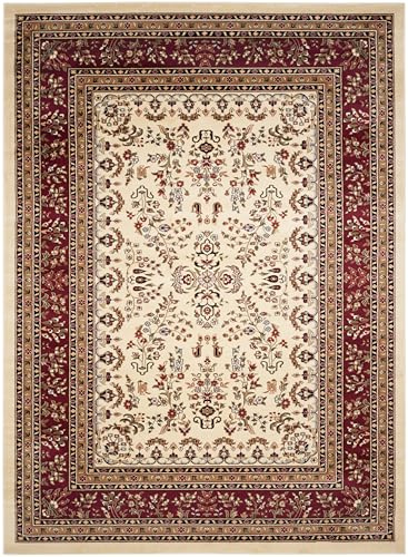 SAFAVIEH Area Rug 8x10 - Lyndhurst Collection - Large - Ivory & Red, Traditional Oriental Design, Non-Shedding & Easy to Clean, Ideal for Living Room, Bedroom, Dining Space (LNH331A)