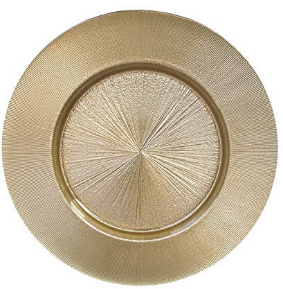 American Atelier 1470456 Charger Large 13” Decorative Glass Round Plate for Home & Professional Fine Dining, Upscale Events, Dinner Parties, Weddings, & Catering, Gold