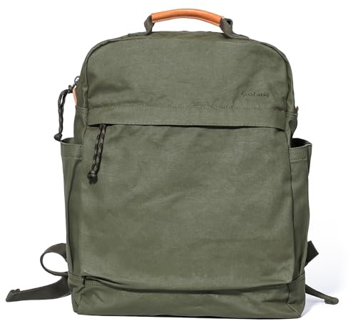 Gootium Canvas Rucksack für Damen Vintage Stil Reißverschluss Tasche Herren Casual Daypack Tuch Outdoor Reiserucksack Olive