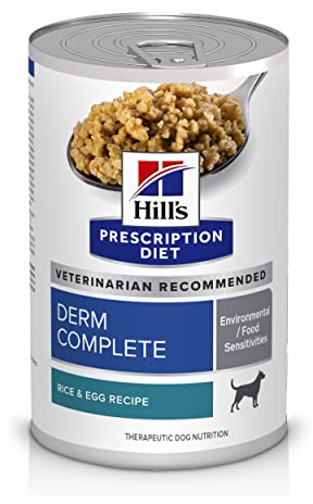 Hill's Prescription Diet Derm Complete Environmental/Food Sensitivities Wet Dog Food, Rice & Egg, 13 oz. Cans, 12-Pack