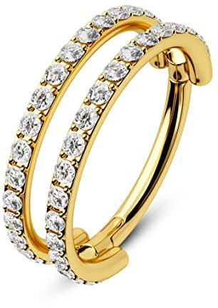 CM Crareesi Mania Ohrringe Piercing Damen Conch Piercing Ring Silber Gold 16G Helix Piercings Chirurgenstahl Conch Creolen 8mm 10mm Helix Rook Lobe Piercing Schmuck mit Doppelte Line Zirkonia