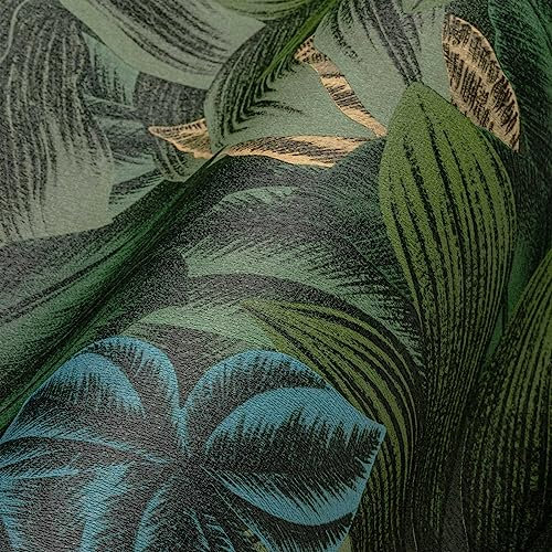 Livingwalls Travel Styles - Carta da parati in tessuto non tessuto, motivo giungla, verde e giallo, per diversi ambienti, 10,05 m x 0,53 m