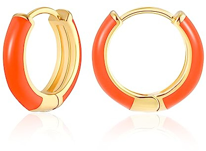 MESOVOR Kleine Goldene Creolen für Damen, 18 Karat Vergoldete Huggie-Ohrringe - Hypoallergene Emaille Geschenke für Mädchen