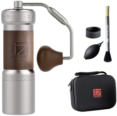 1Zpresso K-Ultra Moulin à Café Manuel Argent avec Étui de Transport, Cohérence de Montage Meule Conique en Acier Inoxydable, Poignée Pliable, Réglage Numérique Externe Ajustable, Moulin Polyvalent
