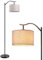 EDISHINE Stehlampe Wohnzimmer, E27-Bogenlampe, 6W Leselampe mit Verstellbarer Leinen Lampenschirm & Fußschalter, 2700K Warmweiß, Stehleuchte für Wohnzimmer, Schlafzimmer, Arbeitszimmer, Schwarz